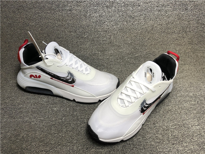 New Men Nike Air Max 2090 White Black Red Running Shoes - Click Image to Close